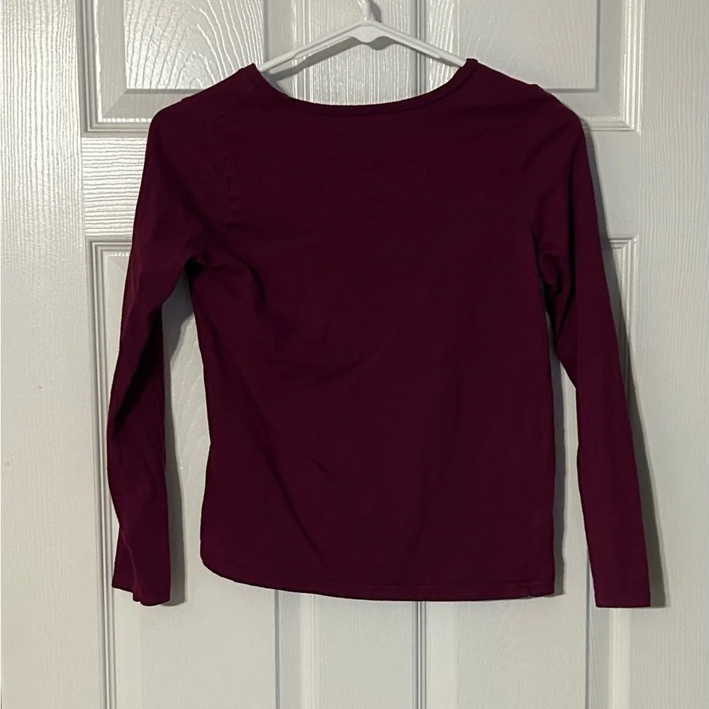 Burgundy Long Sleeve Shirt with Floral, Gnome‎ and Mushroom Design
